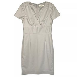 Banana Republic Dress Stretch Gray V-Neck Zip Office Business Casual Cocktail 4